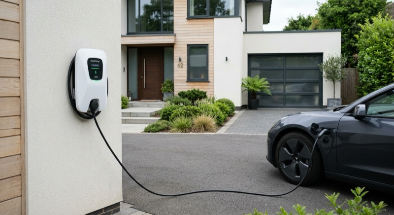 Wallbox lädt ein Elektroauto